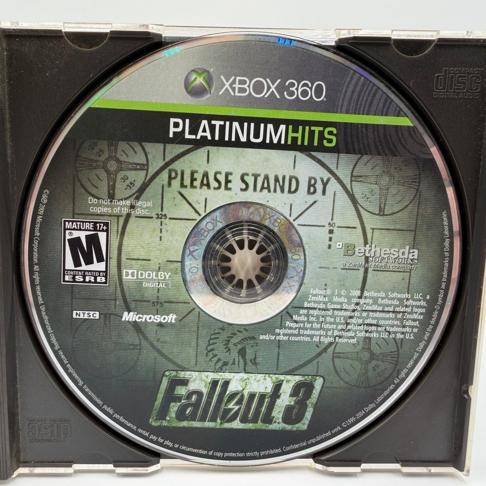 Fallout 3 Xbox 360 Platinum Hits Bethesda RPG Action Game Disc Only